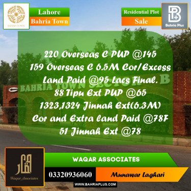 Residential Plot for Sale in Bahria Town, Lahore - (BP-191775)