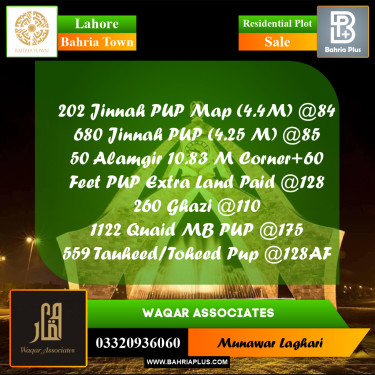 Residential Plot for Sale in Bahria Town, Lahore - (BP-191779)