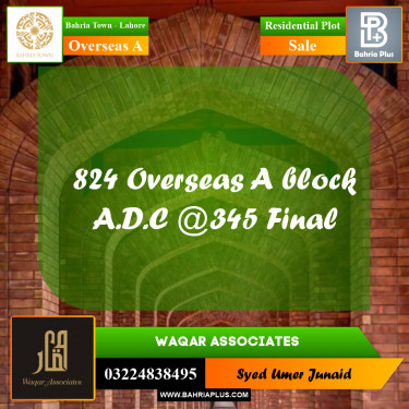 Residential Plot for Sale in Overseas A -  Bahria Town, Lahore - (BP-191785)
