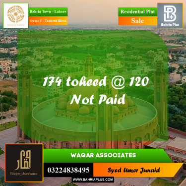 Residential Plot for Sale in Sector F - Tauheed Block -  Bahria Town, Lahore - (BP-191792)