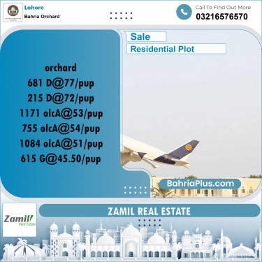 Residential Plot for Sale in Bahria Orchard, Lahore - (BP-191821)