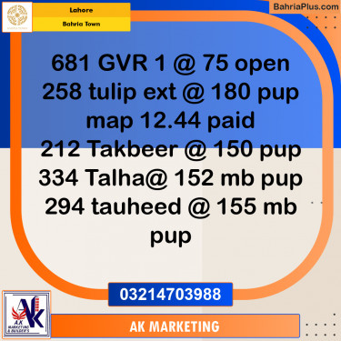 Residential Plot for Sale in Bahria Town, Lahore - (BP-191829)
