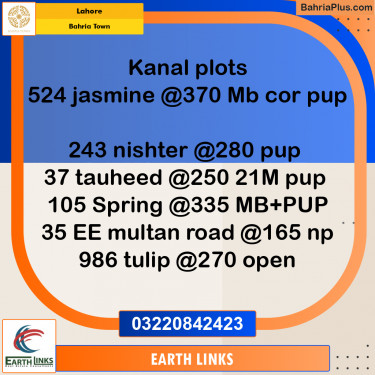 Residential Plot for Sale in Bahria Town, Lahore - (BP-191854)