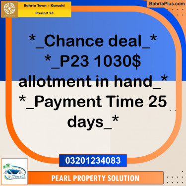 125 Sq. Yards Residential Plot for Sale in Precinct 23 -  Bahria Town, Karachi - (BP-191858)