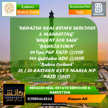 Residential Plot for Sale in Bahria Town, Lahore - (BP-191890)