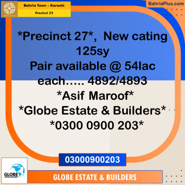 125 Sq. Yards Residential Plot for Sale in Precinct 25 -  Bahria Town, Karachi - (BP-191924)