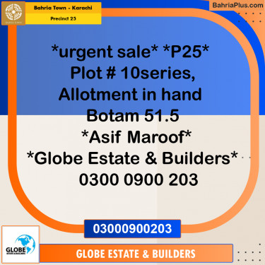125 Sq. Yards Residential Plot for Sale in Precinct 25 -  Bahria Town, Karachi - (BP-191925)