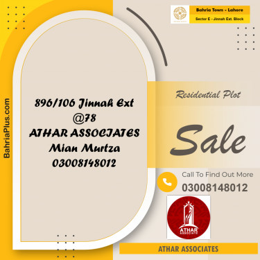 Residential Plot for Sale in Sector E - Jinnah Ext. Block -  Bahria Town, Lahore - (BP-191945)