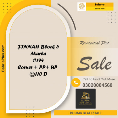 Residential Plot for Sale in Bahria Town, Lahore - (BP-192058)