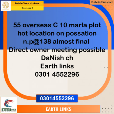 Residential Plot for Sale in Overseas C -  Bahria Town, Lahore - (BP-192132)