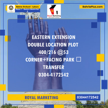 Residential Plot for Sale in Phase 1 - Eastern District Ext. II -  Bahria Orchard, Lahore - (BP-192161)