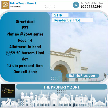 Residential Plot for Sale in Precinct 27 -  Bahria Town, Karachi - (BP-192216)