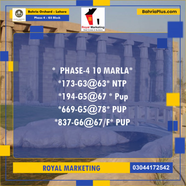 Residential Plot for Sale in Phase 4 - G3 Block -  Bahria Orchard, Lahore - (BP-192250)
