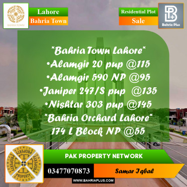 Residential Plot for Sale in Bahria Town, Lahore - (BP-192275)