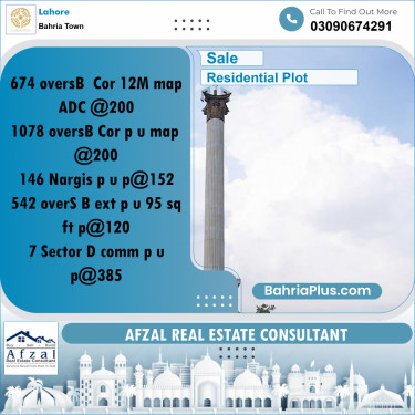 Residential Plot for Sale in Bahria Town, Lahore - (BP-192284)