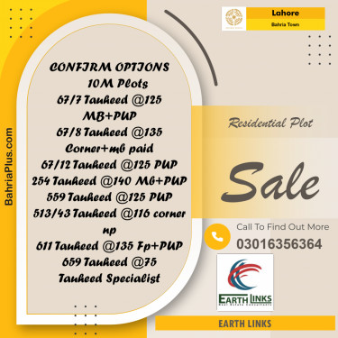 Residential Plot for Sale in Bahria Town, Lahore - (BP-192344)