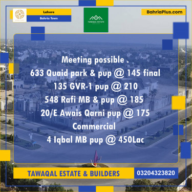 Residential Plot for Sale in Bahria Town, Lahore - (BP-192345)