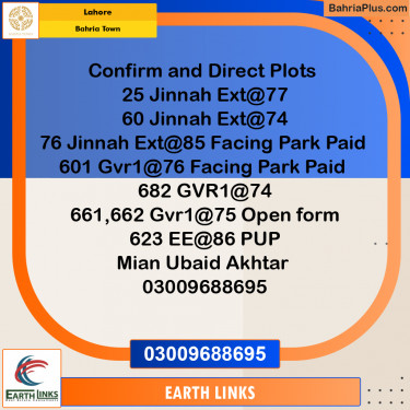 Residential Plot for Sale in Bahria Town, Lahore - (BP-192360)