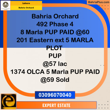 Residential Plot for Sale in Bahria Orchard, Lahore - (BP-192370)