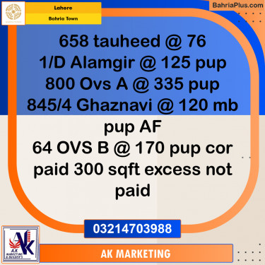 Residential Plot for Sale in Bahria Town, Lahore - (BP-192398)