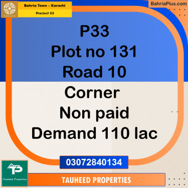 Residential Plot for Sale in Precinct 33 -  Bahria Town, Karachi - (BP-192431)