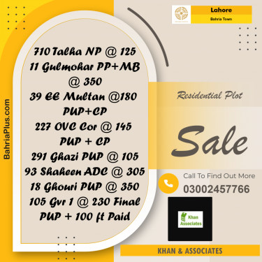 Residential Plot for Sale in Bahria Town, Lahore - (BP-192532)