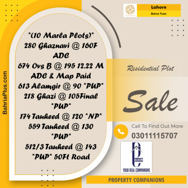 Residential Plot for Sale in Bahria Town, Lahore - (BP-192577)