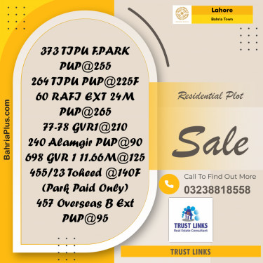 Residential Plot for Sale in Bahria Town, Lahore - (BP-192583)