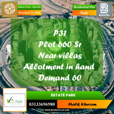 Residential Plot for Sale in Precinct 31 Plot -  Bahria Town, Karachi - (BP-192588)