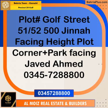 500 Sq. Yards Residential Plot for Sale in Precinct 20 Golf -  Bahria Town, Karachi - (BP-192593)
