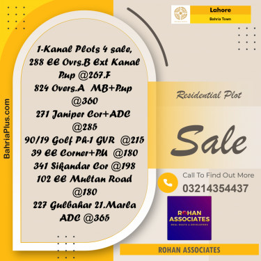 Residential Plot for Sale in Bahria Town, Lahore - (BP-192641)