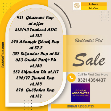 Residential Plot for Sale in Bahria Town, Lahore - (BP-192642)