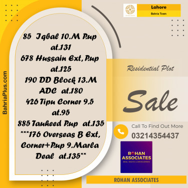 Residential Plot for Sale in Bahria Town, Lahore - (BP-192645)