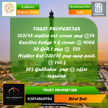 Residential Plot for Sale in Bahria Town, Lahore - (BP-192657)