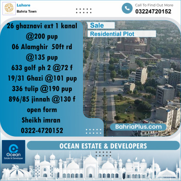 Residential Plot for Sale in Bahria Town, Lahore - (BP-192661)