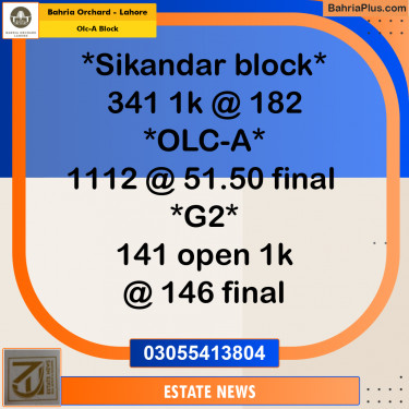 Residential Plot for Sale in OLC-A Block -  Bahria Orchard, Lahore - (BP-192669)