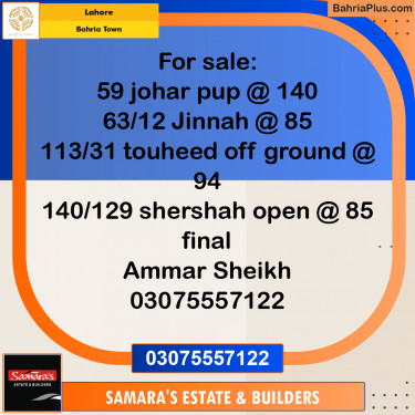 Residential Plot for Sale in Bahria Town, Lahore - (BP-192673)
