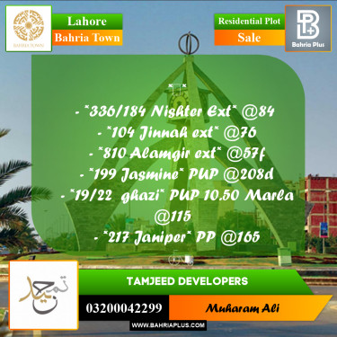 Residential Plot for Sale in Bahria Town, Lahore - (BP-192703)