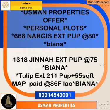 Residential Plot for Sale in Bahria Town, Lahore - (BP-192715)