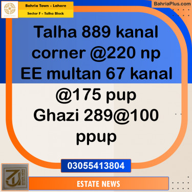 Residential Plot for Sale in Sector F - Talha Block -  Bahria Town, Lahore - (BP-192723)