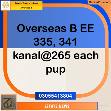 Residential Plot for Sale in Overseas B -  Bahria Town, Lahore - (BP-192728)