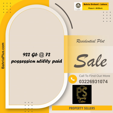 Residential Plot for Sale in Phase 4 - G6 Block -  Bahria Orchard, Lahore - (BP-192817)
