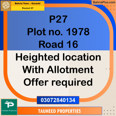 Residential Plot for Sale in Precinct 27 -  Bahria Town, Karachi - (BP-192902)