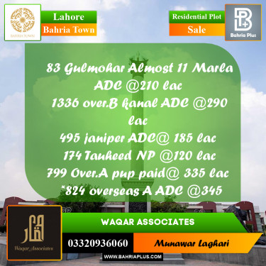 Residential Plot for Sale in Bahria Town, Lahore - (BP-192915)