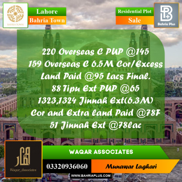 Residential Plot for Sale in Bahria Town, Lahore - (BP-192920)