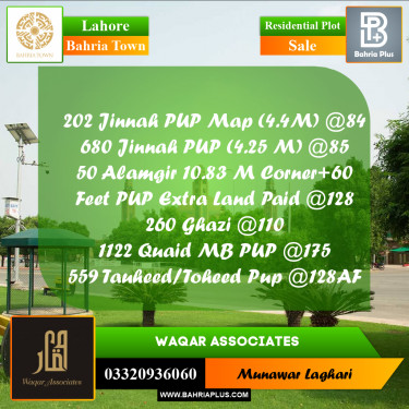 Residential Plot for Sale in Bahria Town, Lahore - (BP-192923)