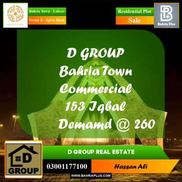 Residential Plot for Sale in Sector E - Iqbal Block -  Bahria Town, Lahore - (BP-192960)