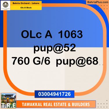 Residential Plot for Sale in OLC-A Block -  Bahria Orchard, Lahore - (BP-192992)