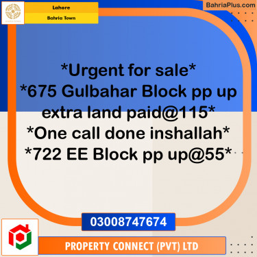 Residential Plot for Sale in Bahria Town, Lahore - (BP-193072)
