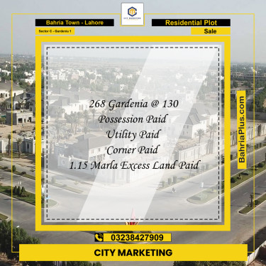 Residential Plot for Sale in Sector C - Gardenia 1 -  Bahria Town, Lahore - (BP-193123)